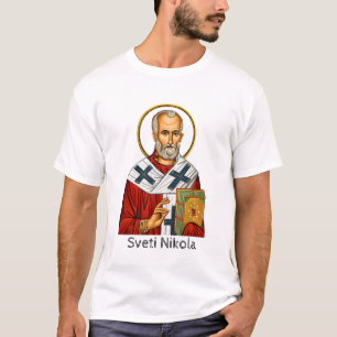 Camiseta ícone ortodoxo sérvio de carta de São Nicolau