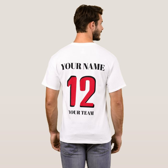 Camiseta Ícone ou sinalizador do número de nome personaliza (Parte Traseira Completa)