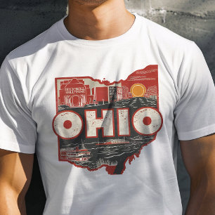 Camiseta Ícone Retro de Viagem Gráfico de Ohio Icônico