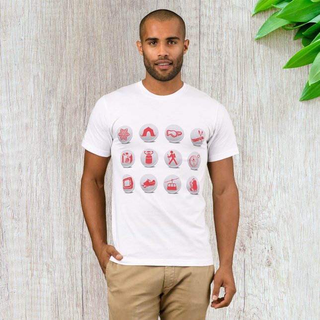 Camiseta Ícone Vermelho de Esportes de Inverno e Acampament (Criador carregado)