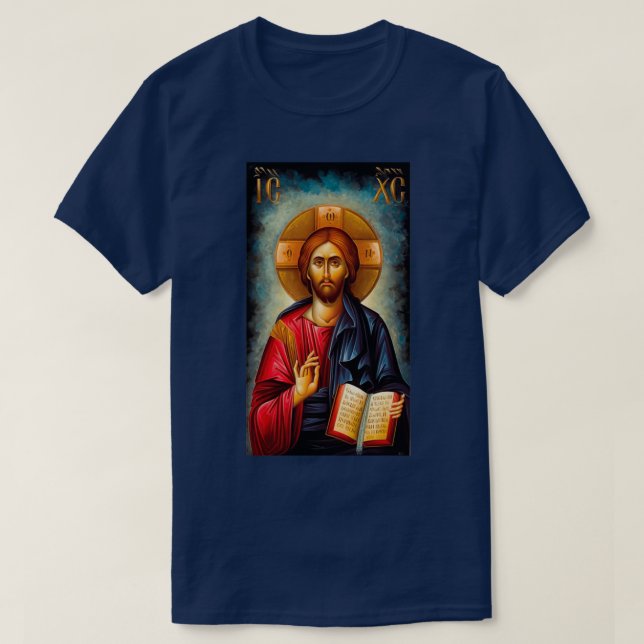 Camiseta ícone xc nika Jesus Cristo o pentocrator orthd (Frente do Design)