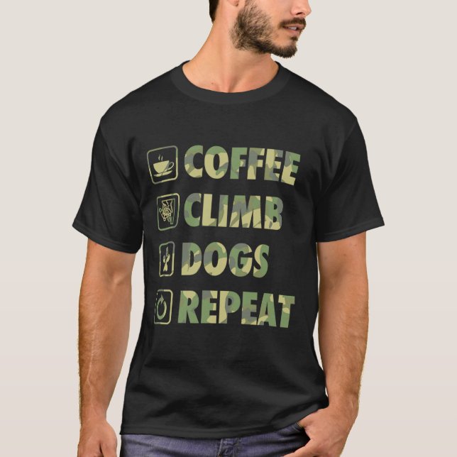 Camiseta Ícones Básicos Simples de Vida Repetir Cães Escala (Frente)