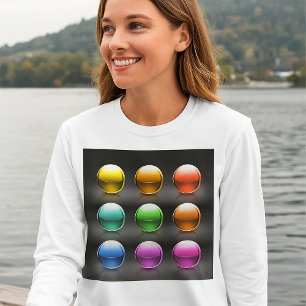 Camiseta Ícones coloridos brilhantes da esfera Abstrato Bal
