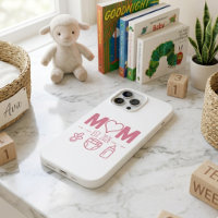 Ícones de Bebê Rosa Mãe Est Ano Design de Letreiro