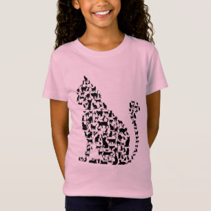 Camiseta Ícones de Cat Ilustração Design preto e branco T-S