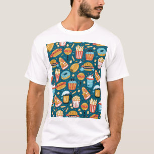 Camiseta Ícones de Comida Rápida: Portas de Vintage