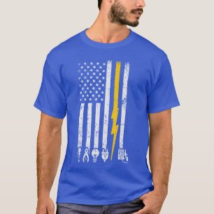 Camiseta Ícones de Eletricista Bandeira dos EUA Elétrico Pa