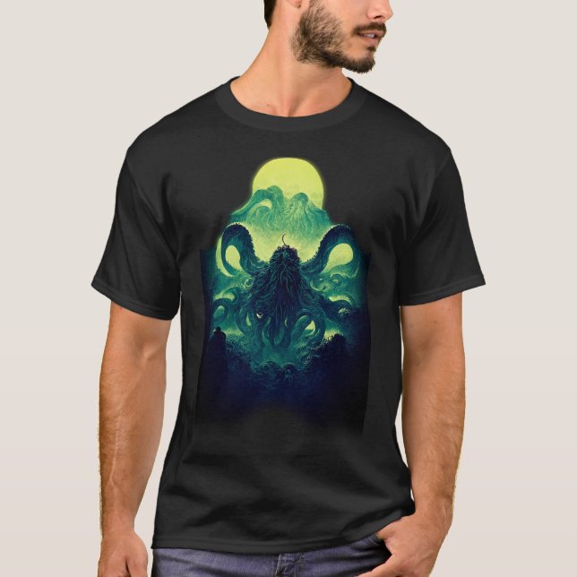 Camiseta Ícones de horror - Ascensão de Cthulhu (Frente)