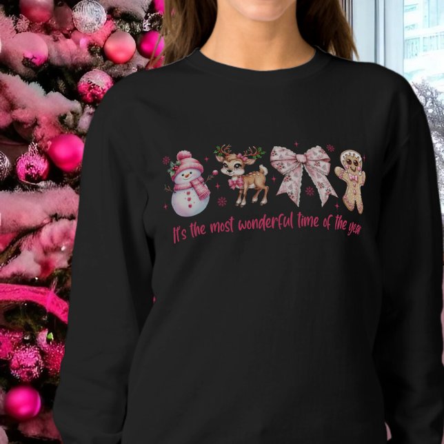 Camiseta Ícones de Natal cor-de-rosa (Criador carregado)