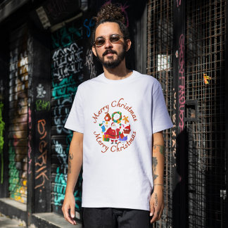 Camiseta Ícones de Papais noeis clássicos e feriados do "Fe