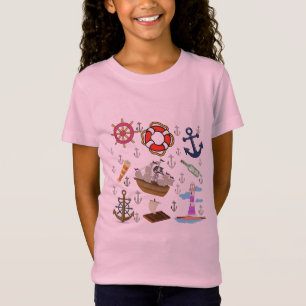 Camiseta Ícones divertidos para crianças no oceano - Mar De