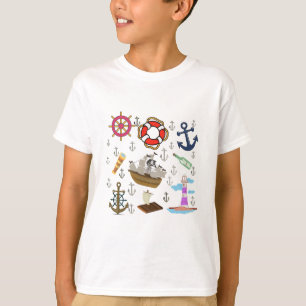Camiseta Ícones divertidos para crianças no oceano - Mar li