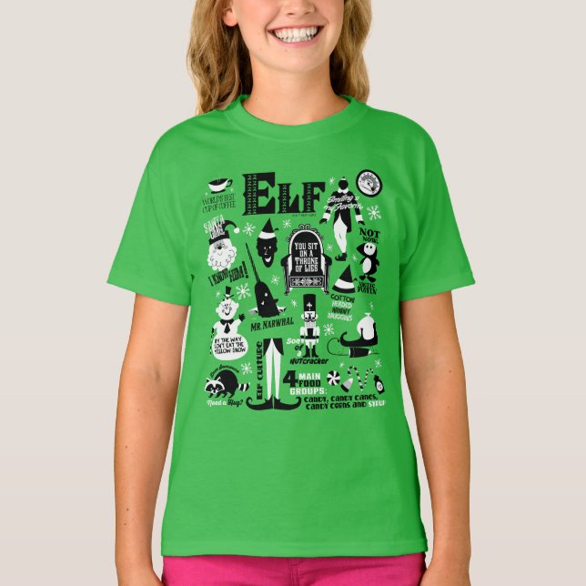 Camiseta Ícones do Elf e citações de filmes (Frente)