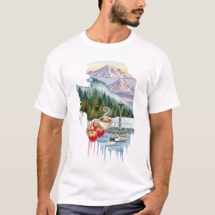 Camiseta Ícones do Estado de Washington, Tee Unisex