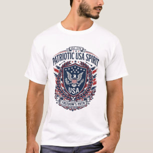 Camiseta Ícones e Símbolos do Escudo de Liberdade Patriótic