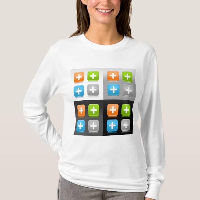 Camiseta Ícones Modernos de Matemática de Adição Vidro Bril (Frente)