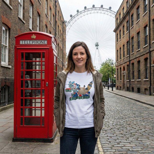 Camiseta Iconic London Landmarks UK Map British Viagem (Criador carregado)