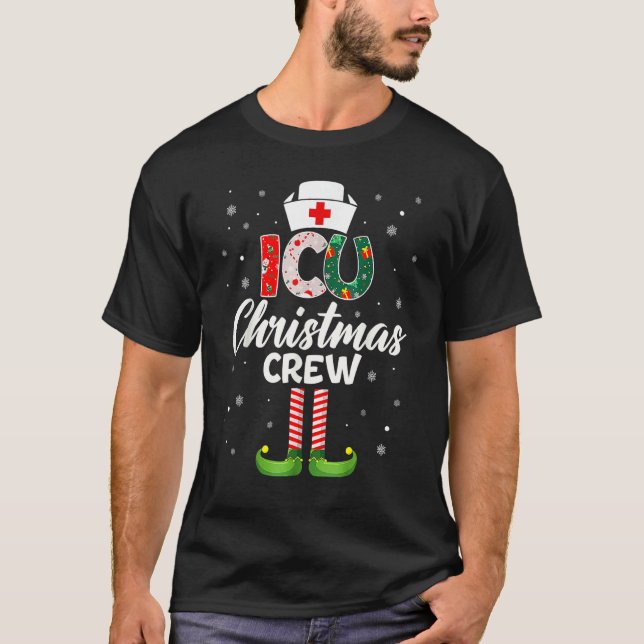 Camiseta ICU Christmas Nurse Crew Family Group Nursing Xmas (Frente)