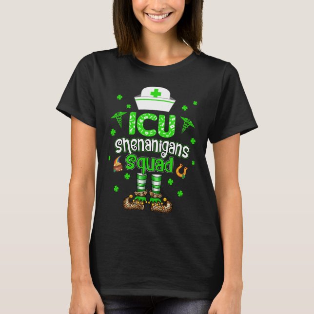 Camiseta ICU Shenanigans Squad Family Group Nurse St Patric (Frente)