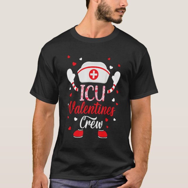 Camiseta ICU Valentines Day Shirt Nurse Crew Family Group N (Frente)