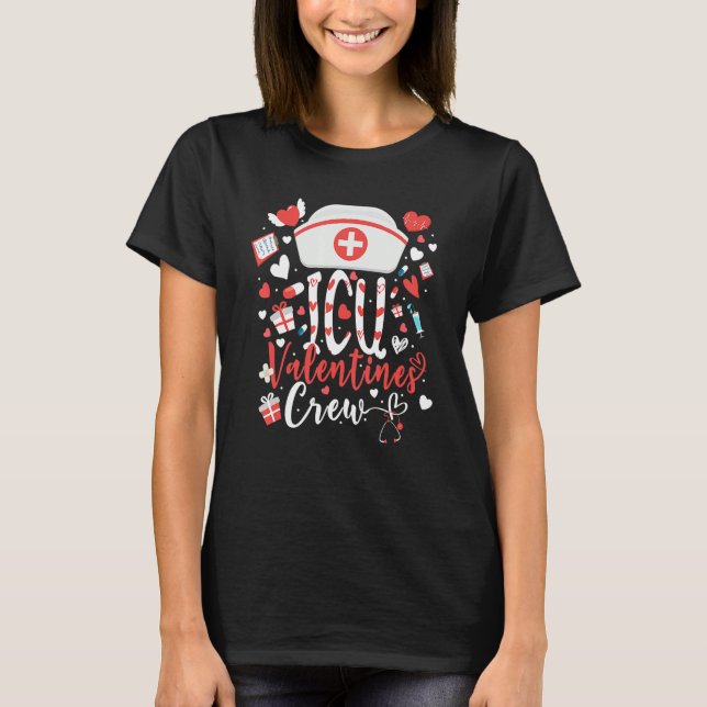 Camiseta ICU Valentines Nurse Crew Family Group Nursing Lov (Frente)