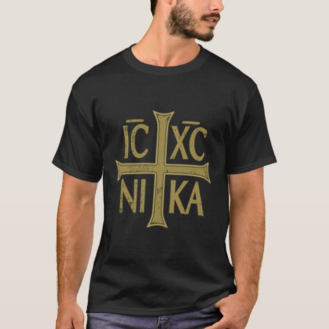 Camiseta Icxc Nika Christographic Cross Orthodox Christian  (Frente)
