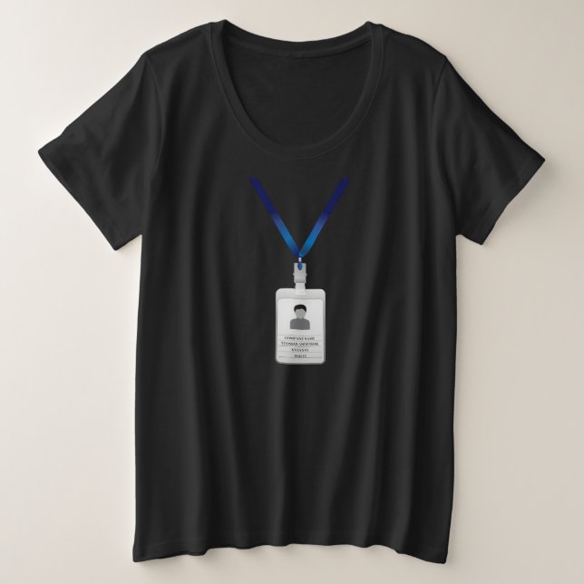 Camiseta ID de funcionário simples moderno fantasia da empr (Frente do Design)