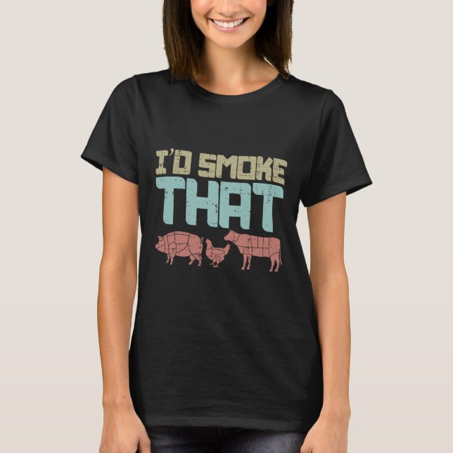 Camiseta Id Fumar Frango De Carne De Bovino Engraçado Barbe (Frente)