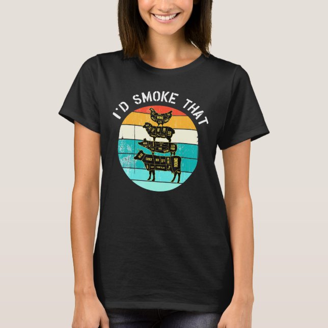 Camiseta Id Fumar O Barbecue De Pai De Fumante Retro Grieli (Frente)