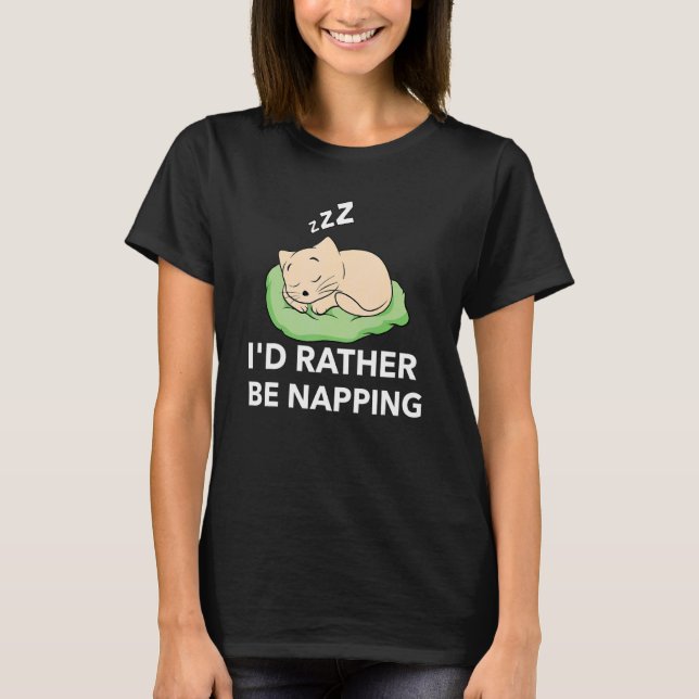 Camiseta Id Preferencialmente Está Dormindo Gato (Frente)
