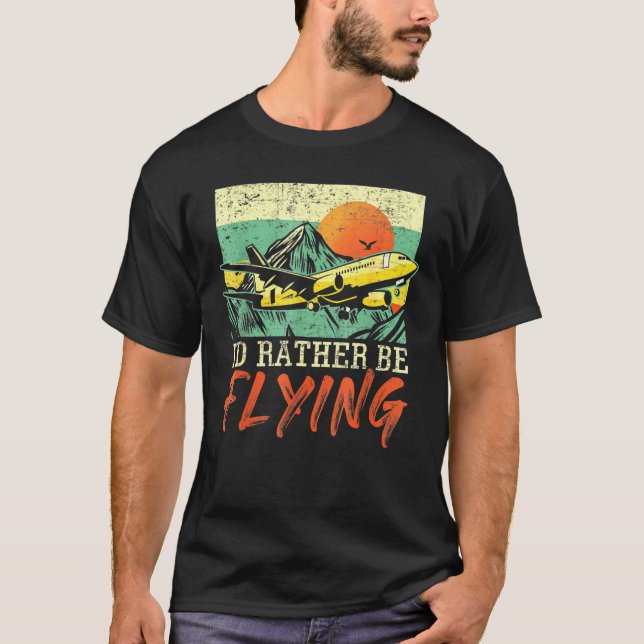 Camiseta Id Preferencialmente Voadora Pilotar Avião (Frente)