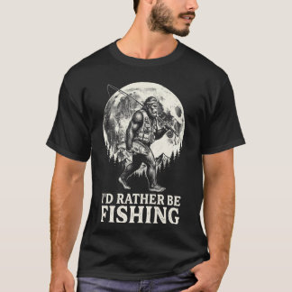 Camiseta Id Rather Be Fishing Bigfoot Vintage 90s Fisherman