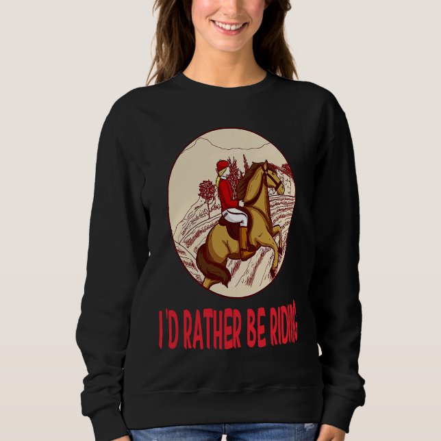 Camiseta I'd Rather Be Riding Horses Stable Riding Rider (Frente)