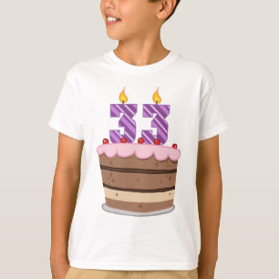 Camiseta Idade 33 no bolo de aniversário