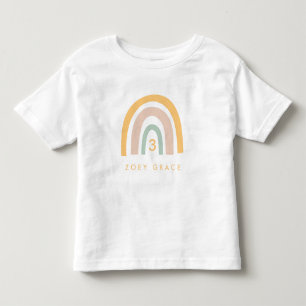 Camiseta Idade de Aniversário da Menina Arco-Íris do Pastel
