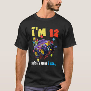 Camiseta Idade do Caminhão Monstro de Terra 12 Anos Puzzle