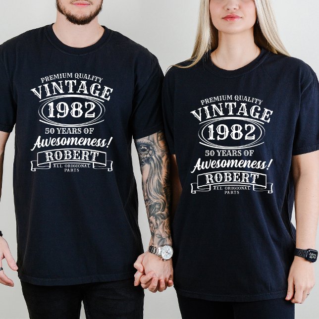 Camiseta Idade para Perfeição Vintage Personalizada Anivers (Criador carregado)
