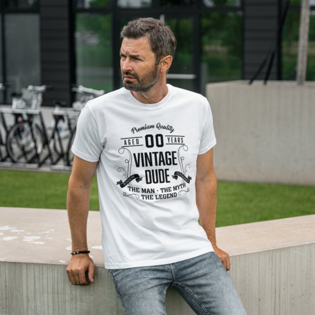 Camiseta Idade Personalizada do Vintage Dude (Criador carregado)