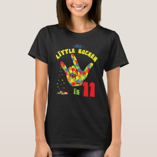 Camiseta Idade Rocker Rock 11 Anos Nascimento Puzzle Autism