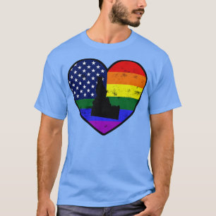 Camiseta Idaho Estados Unidos - Orgulho gay Flag Heart
