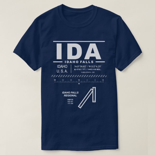 Camiseta Idaho Falls Regional Airport IDA (Frente do Design)