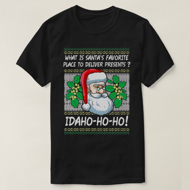 Camiseta Idaho Ho Engraçado Papais noeis de Natal Piadas Pr (Frente do Design)