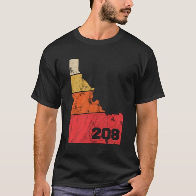Camiseta Idaho Retro Local Map Heart Area Code 208 (Frente)