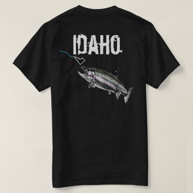 CAMISETA IDAHO STEELHEAD - AQUI PESCA PESCADA - IDAHO BRILH (Verso do Design)