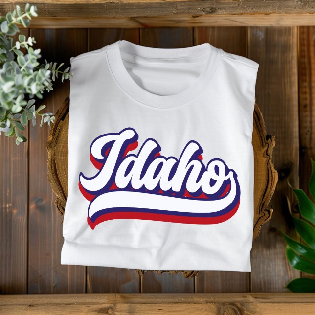Camiseta Idaho Vermelho Branco e Azul com Tipograf (Criador carregado)