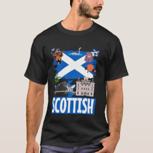 Camiseta Ideia da Bandeira Escocesa Para Mulheres & Vaca da