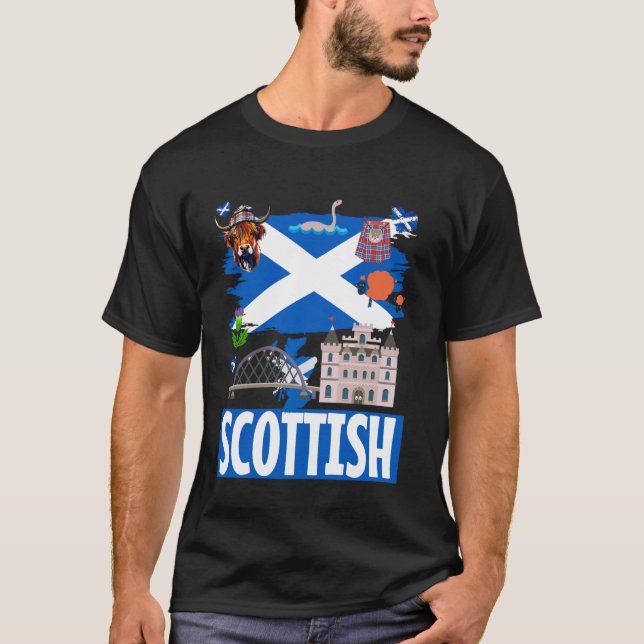 Camiseta Ideia da Bandeira Escocesa Para Mulheres & Vaca da (Frente)