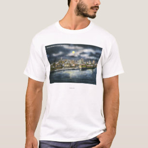 Camiseta Ideia da skyline de Albany na noite