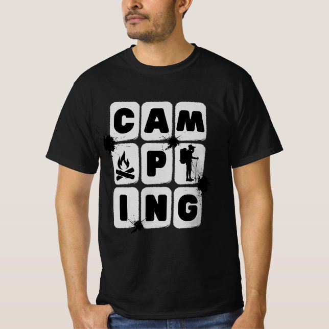 Camiseta Ideia de acampamento, acampamento engraçado, pesso (Frente)