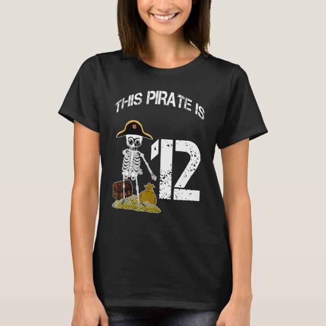 Camiseta Ideia de aniversário para pirata de esqueleto para (Frente)